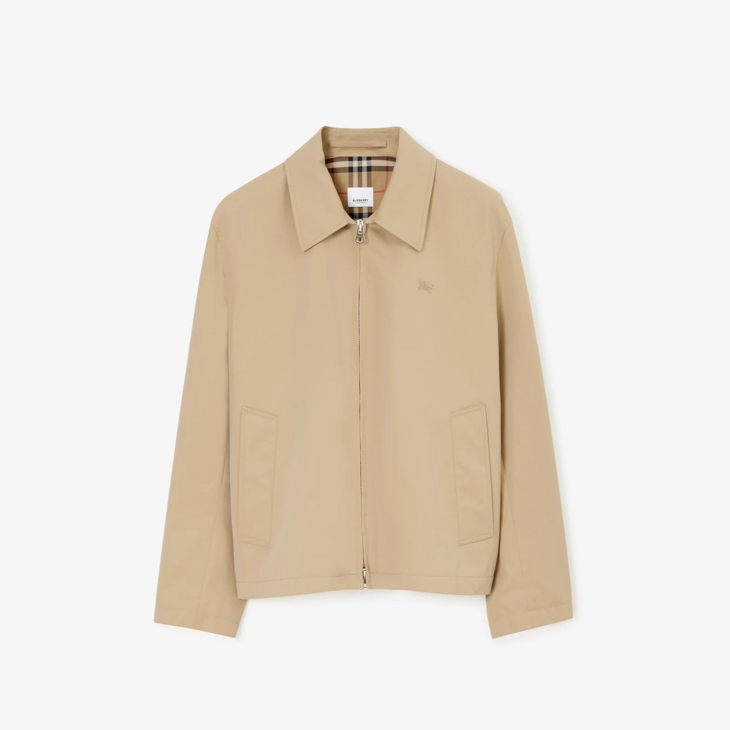 Burberry Cotton Zip Jacket with Signature Check Lining